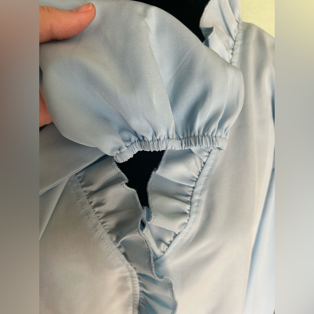 Light Blue Ruffled Blouse - Picture 5 of 9